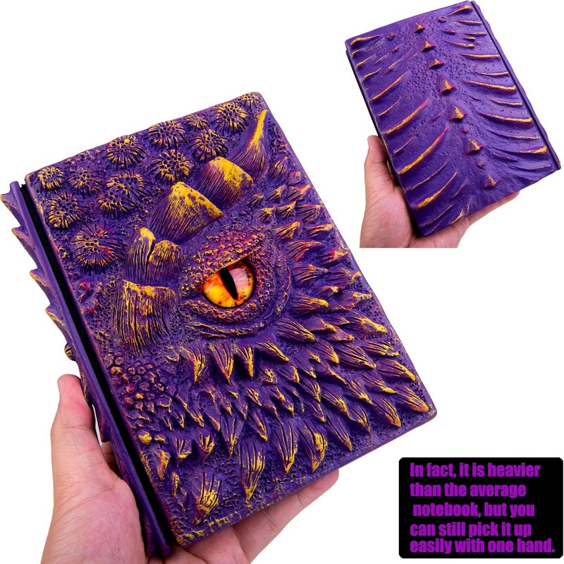 LZlightactor 3D Dragon Eye Embossed Journal,Resin Engraving Notebook,Dnd notebook for Dragon Lovers ，Blank Paper,Hardcover Travel Notepad for Writing,Sketchbook,Collection,Gift,Decoration A4 and A5 Size (A5-Purple-Lined) - Image 4